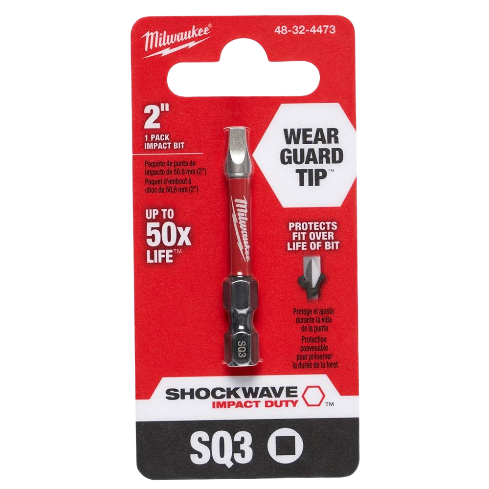 Milwaukee 2-inch Impact Duty SQ3 square bit with Wear Guard Tip for durable tool accessories and drill bits under $50 collection