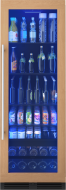 Full-size panel-ready beverage cooler with glass door displaying assorted bottled drinks in kitchen appliances collection