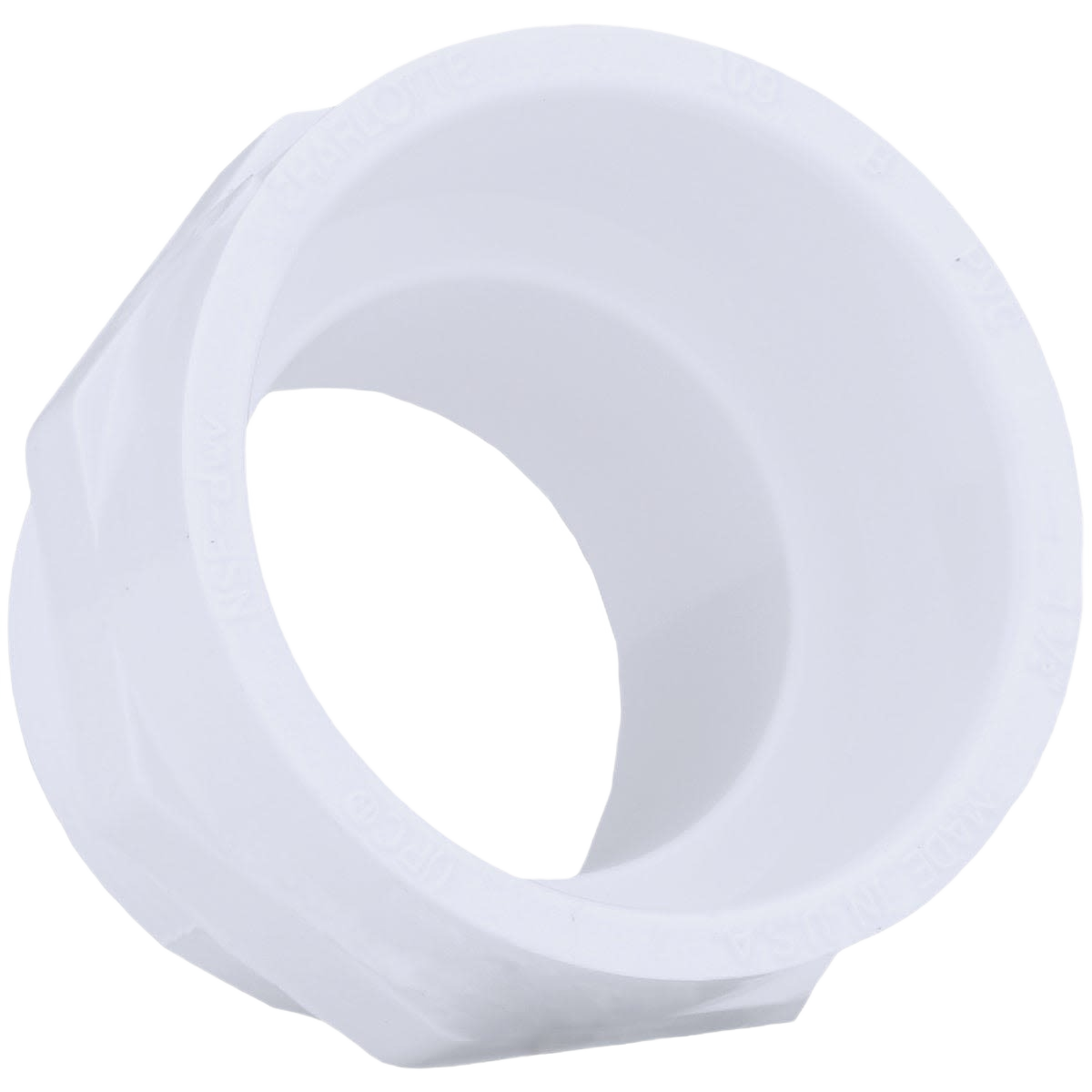 White PVC Schedule 40 DWV adapter with hub and male threaded end for plumbing and pipes & fittings collections