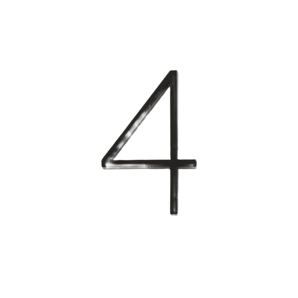 Black zinc house number 4 with floating mount design in hardware collection for home improvement under $50 category