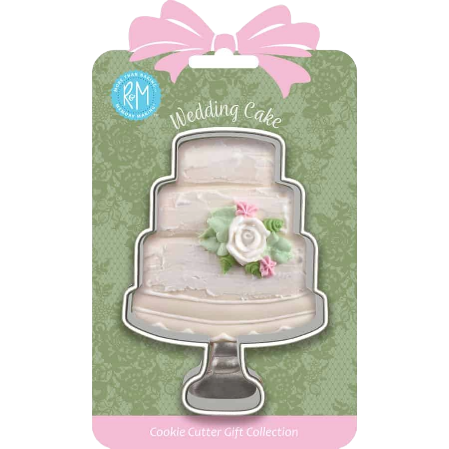 Wedding cake shaped tinplated steel cookie cutter in decorative packaging from Kitchen Gadgets collection.