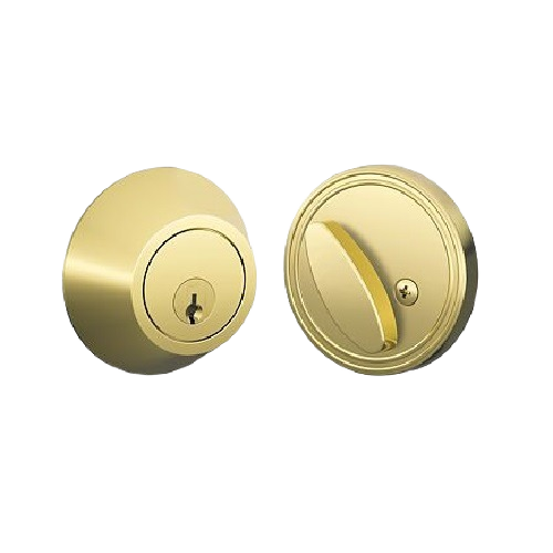 Polished brass single cylinder deadbolt lock for doors in hardware and door knobs collections under $100