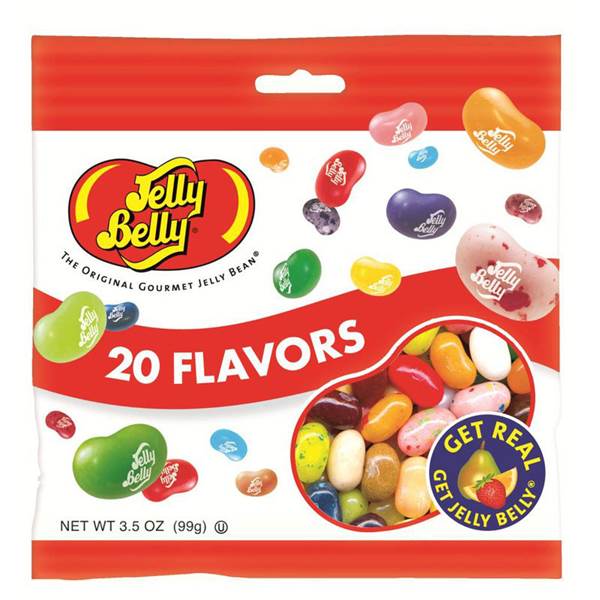 Colorful mix of 20 jelly bean flavors in a 3.5 oz bag from the candy and food & beverage collections under $25