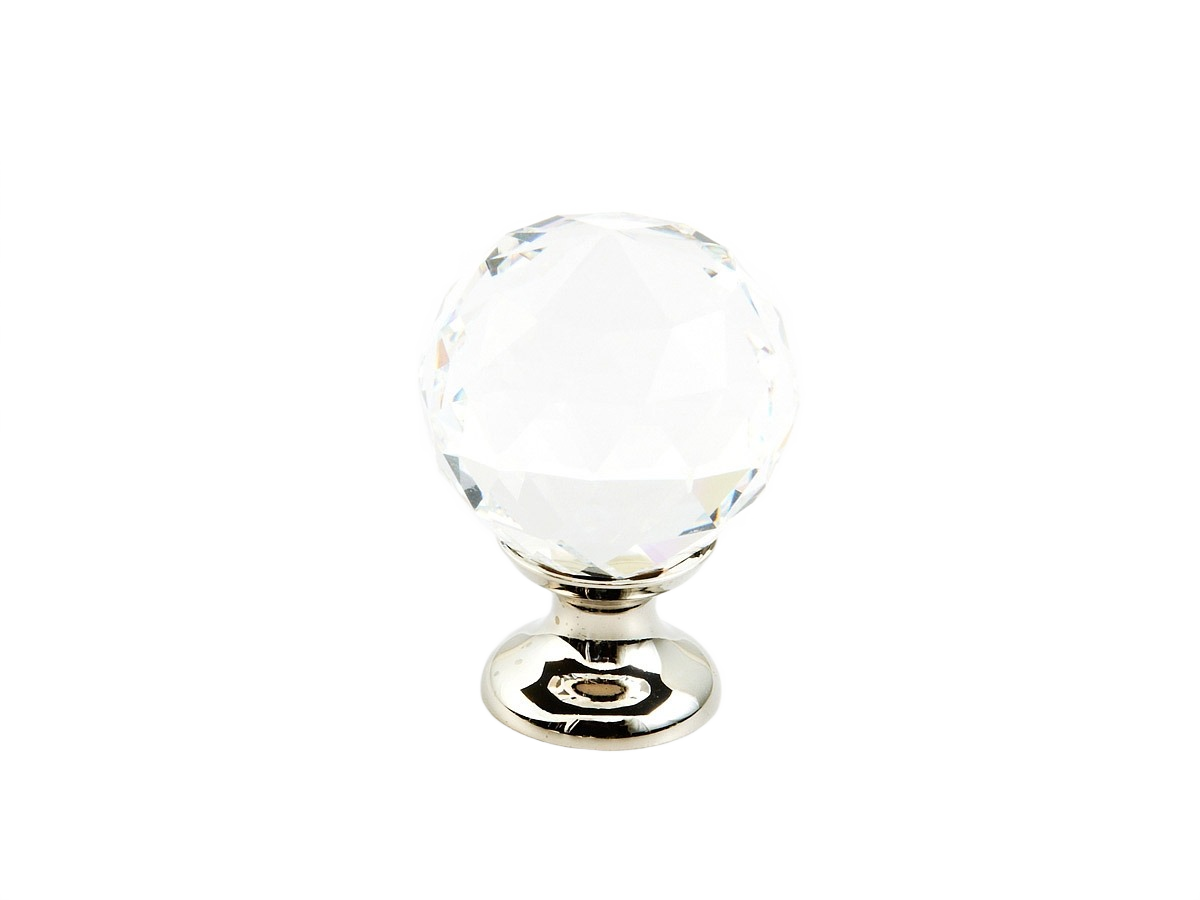 Clear crystal cabinet knob with polished nickel base for furniture hardware and home improvement collections under $50