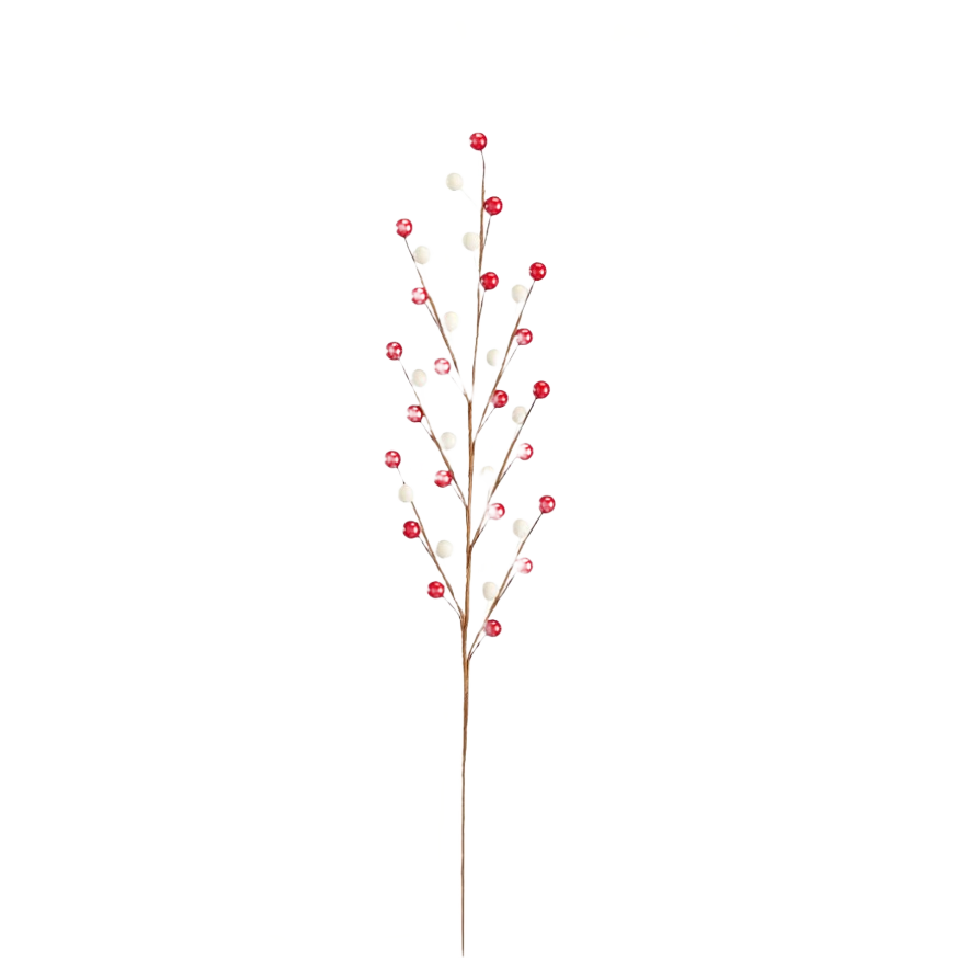 Festive red and white berry spray with delicate branches, ideal for Christmas decor under fifty dollars