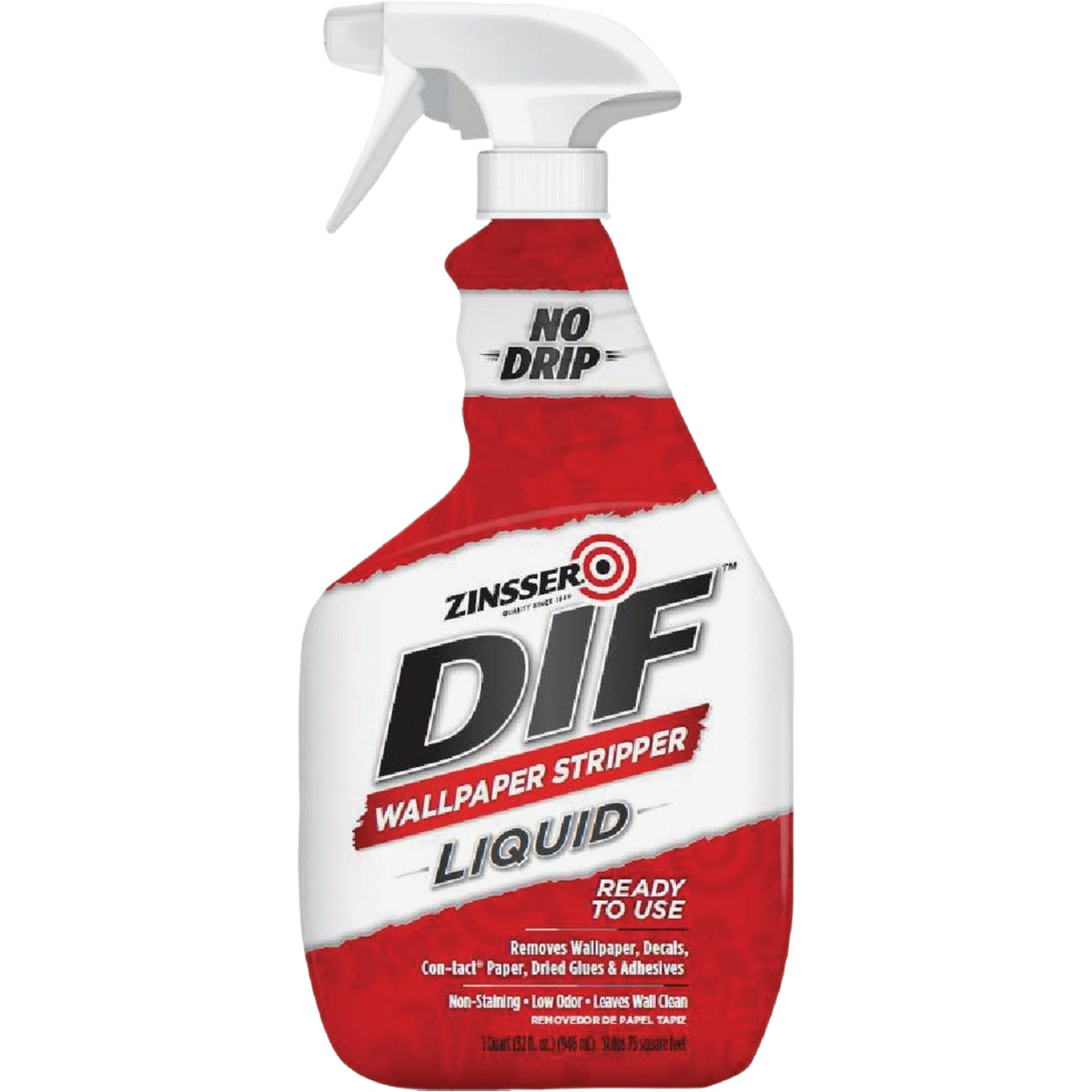 Spray bottle of liquid wallpaper stripper with ergonomic trigger designed for home improvement and tools use