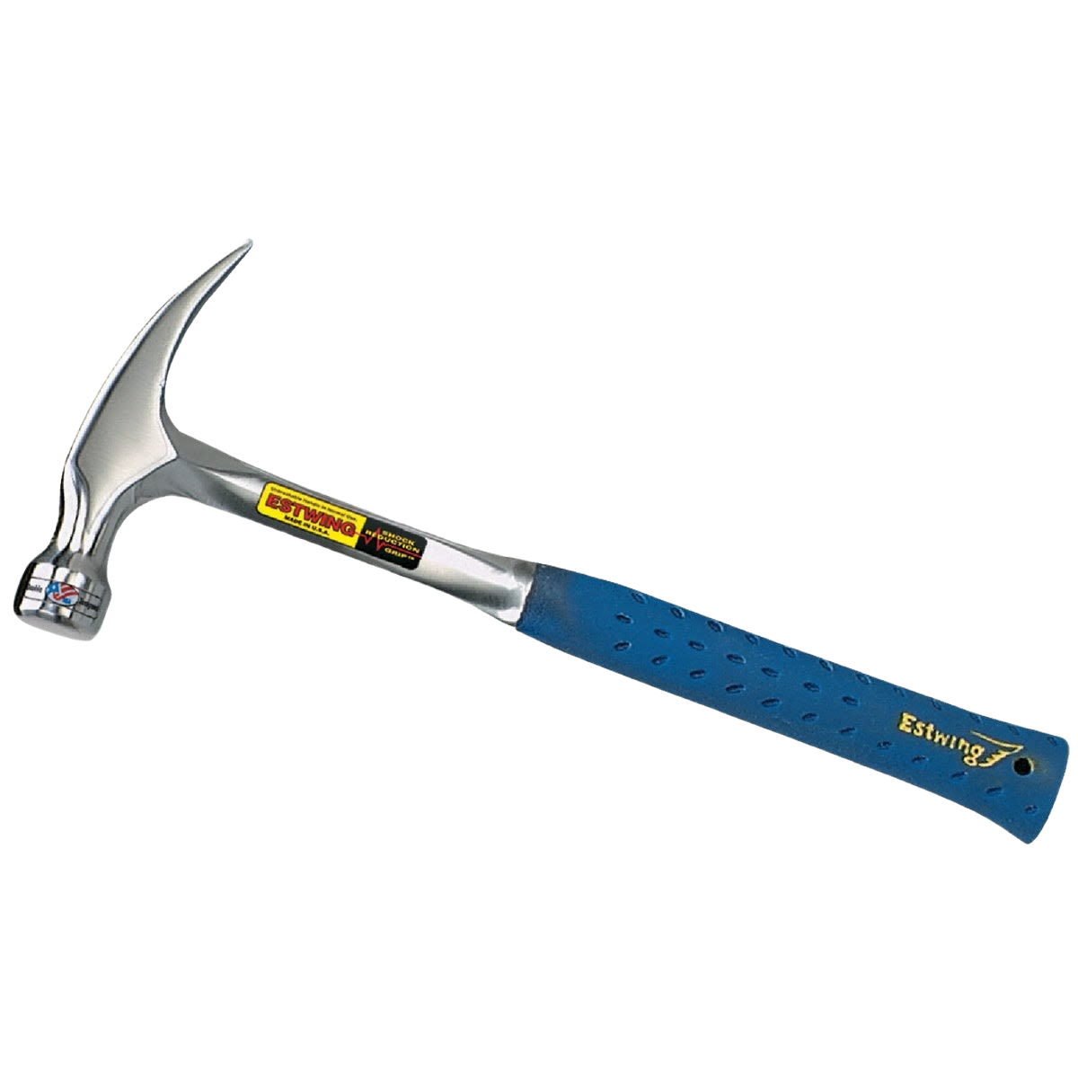 Claw hammer with nylon-covered blue steel handle designed for durability in home improvement and tools tasks