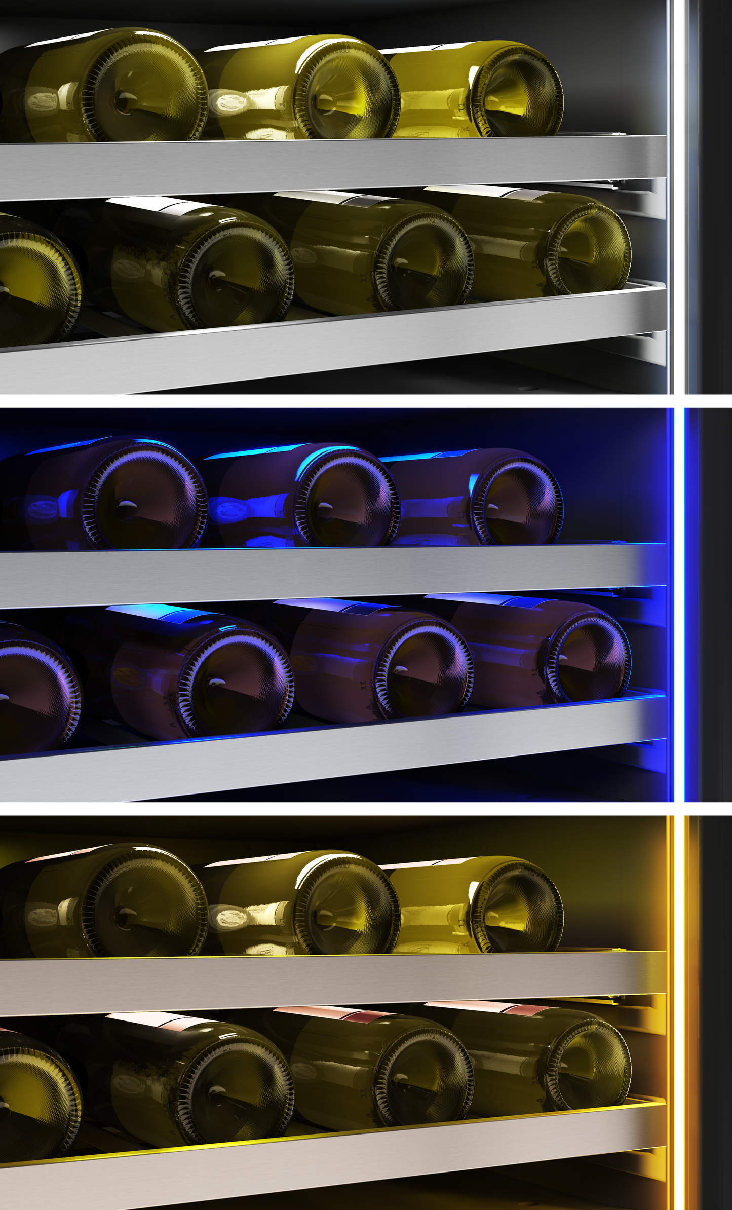 Wine cooler, 24" full size, ss + glass, reversible, 2 zones