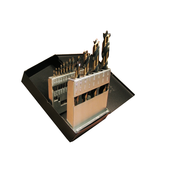 Norseman 10-piece brad point drill bit set in metal case for precise wood and plastic drilling in tool accessories collection