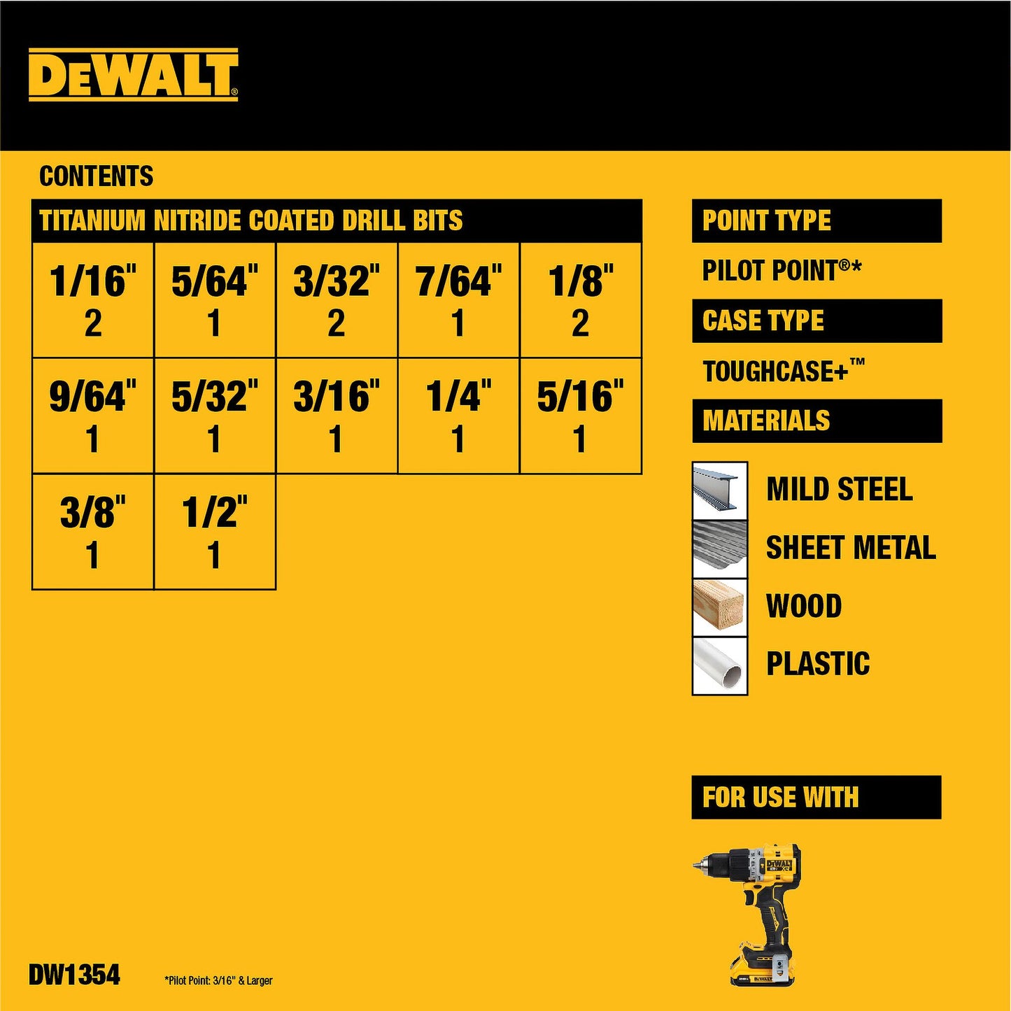 DEWALT 14-Piece Titanium Pilot Point Drill Bit Set