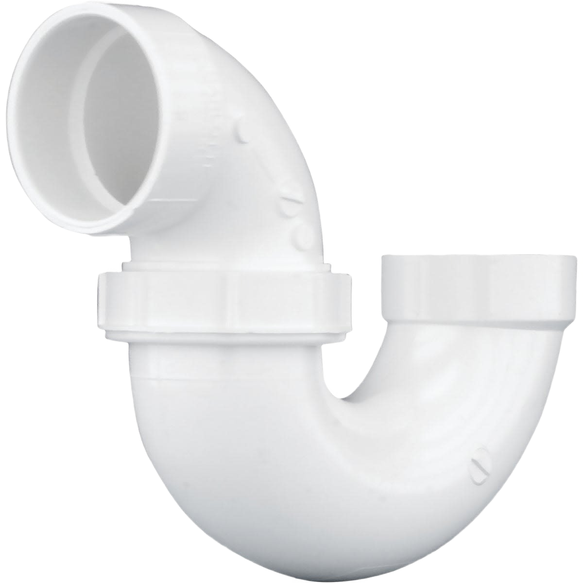 White PVC plumbing trap with union fitting for pipes and fittings in home improvement projects under $50
