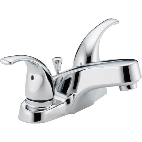 Chrome finished two handle bathroom faucet designed for home improvement and plumbing applications