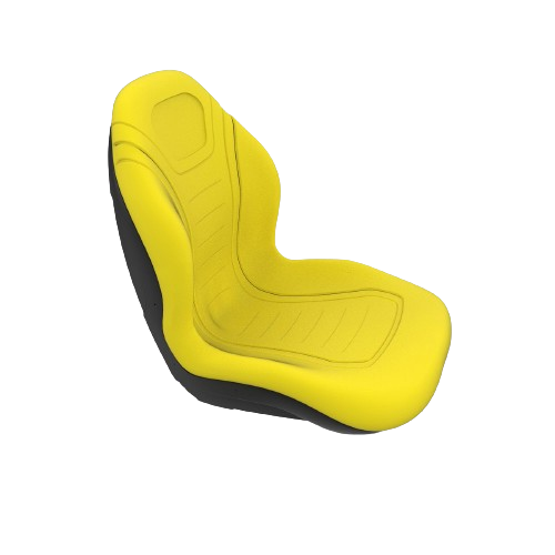 Ergonomic yellow and black replacement seat designed for John Deere equipment in automotive and parts collections