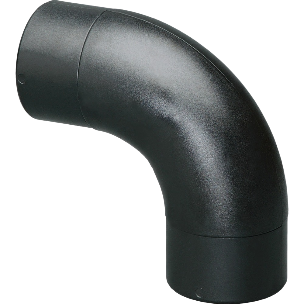 Black 4-inch 90-degree elbow pipe fitting for tools and home improvement applications