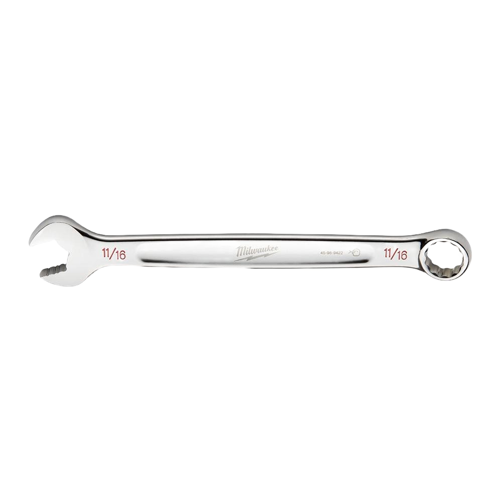 Polished combination wrench with open and box ends for versatile home improvement and tool applications