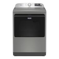 Modern top load electric dryer with stainless steel finish, digital controls, and pet hair removal feature in appliance collection