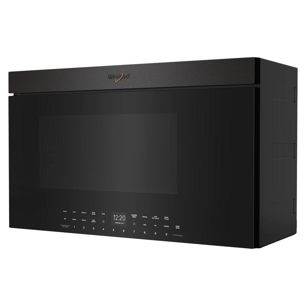 Black Whirlpool air fry over-the-range microwave with touchscreen controls in Over the Range Microwaves at Hartville Hardware