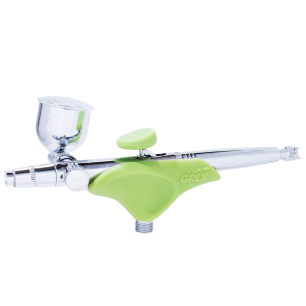 Chrome and green ergonomic side feed airbrush designed for paint sprayers and home improvement tools collection