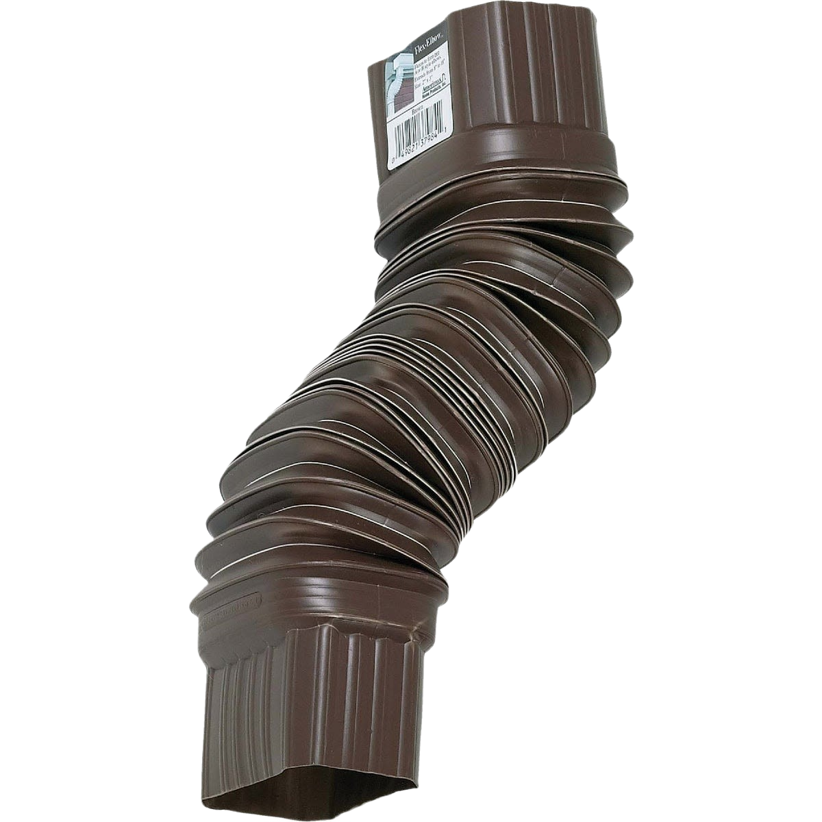 Brown flexible plastic elbow pipe extension with adjustable ridges for waterproofing and home improvement projects