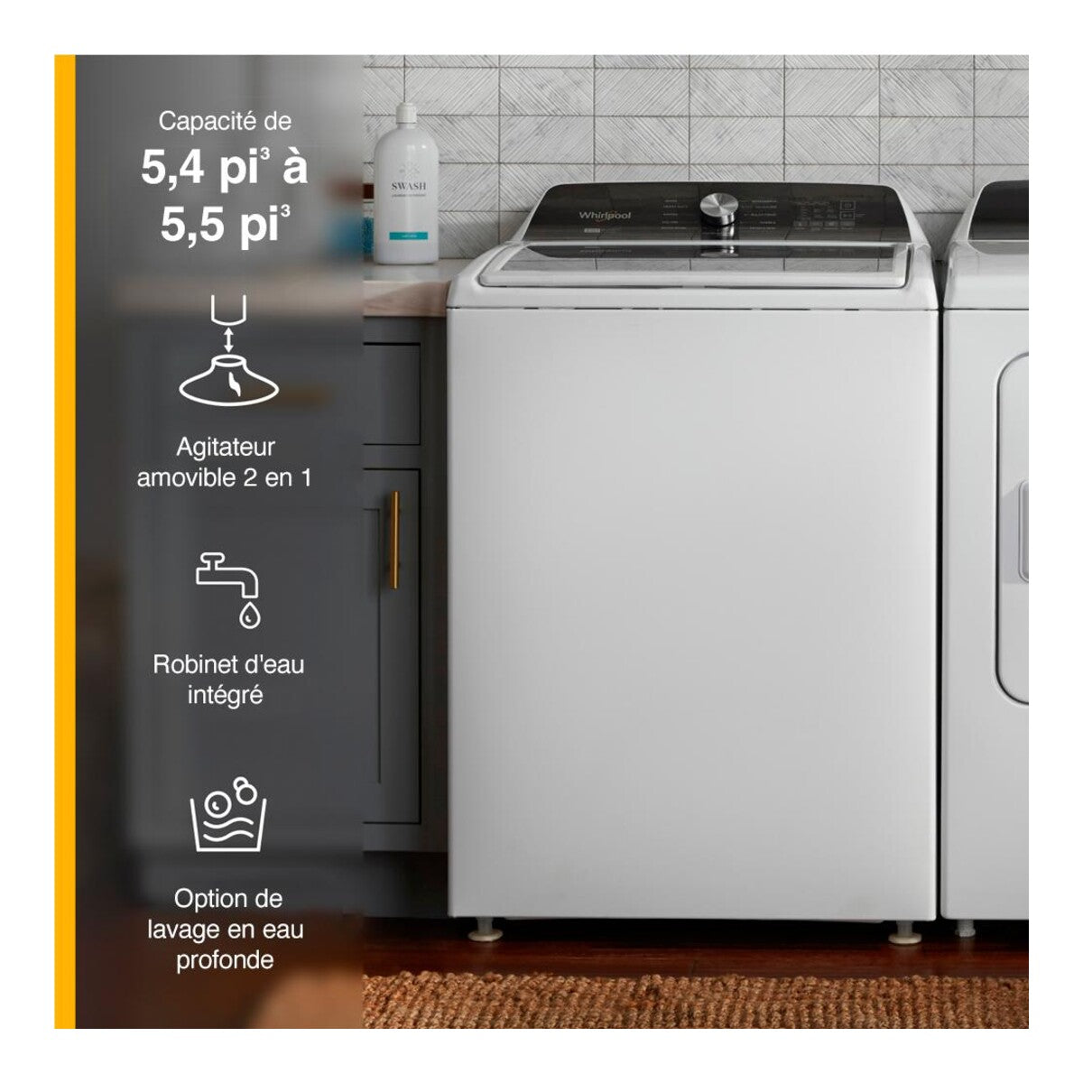 4.7-4.8 Cu. Ft. Top Load Washer with 2 in 1 Removable Agitator