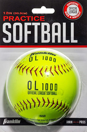 Bright yellow 12-inch official league softball with red stitching for outdoor games and sports practice under $25 collection