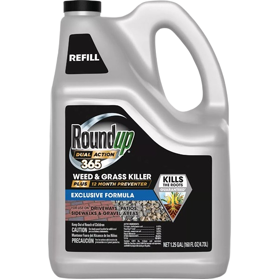 1.25 gallon refill container of exclusive formula lawn care weed and grass killer for driveways and patios