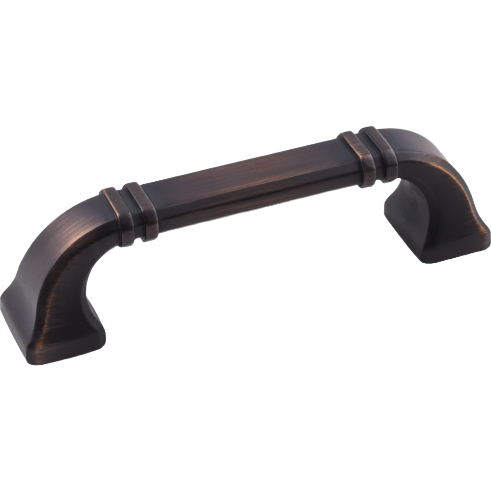 Brushed oil rubbed bronze cabinet pull with classic curved design, part of furniture hardware under $50 collection.