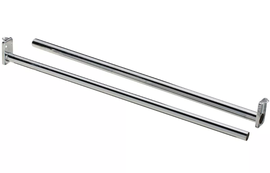 Bright steel adjustable closet rod with lock seam construction for durable storage in hardware and organization collections under $50