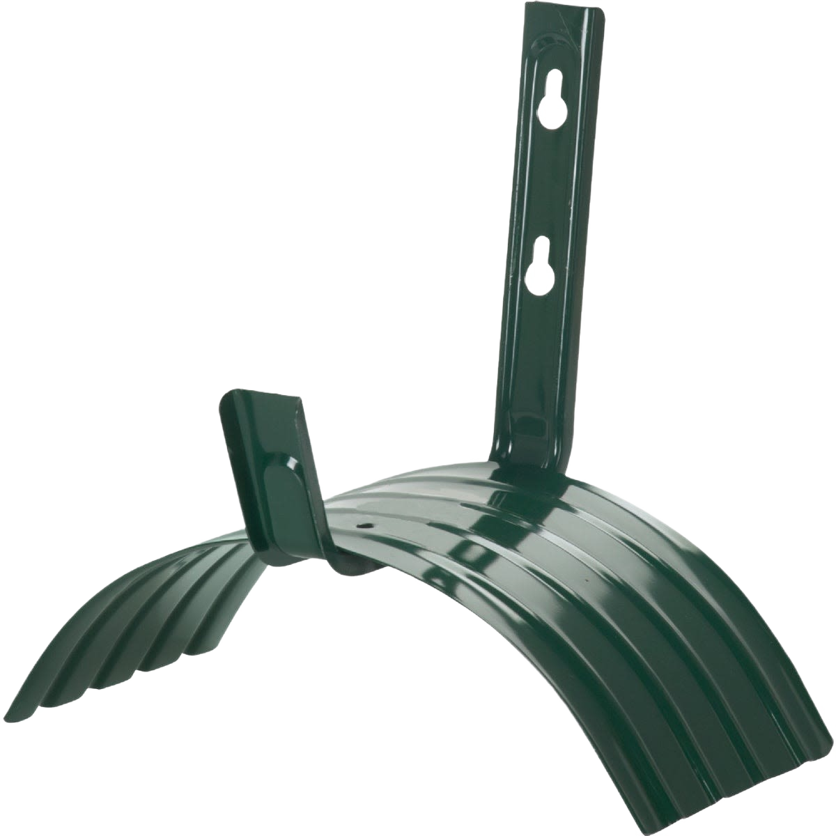 Steel wall mount hose hanger with curved design for organized outdoor garden hose storage and home improvement use