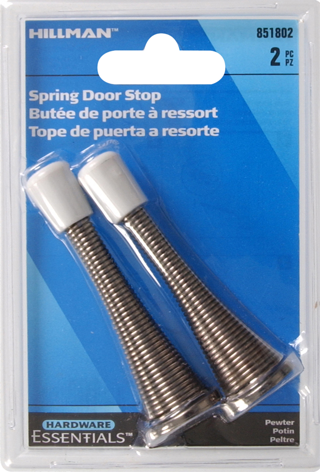 Hardware Essentials Spring Door Stop - Broad Base, Pewter, (3")  (2 Pack)