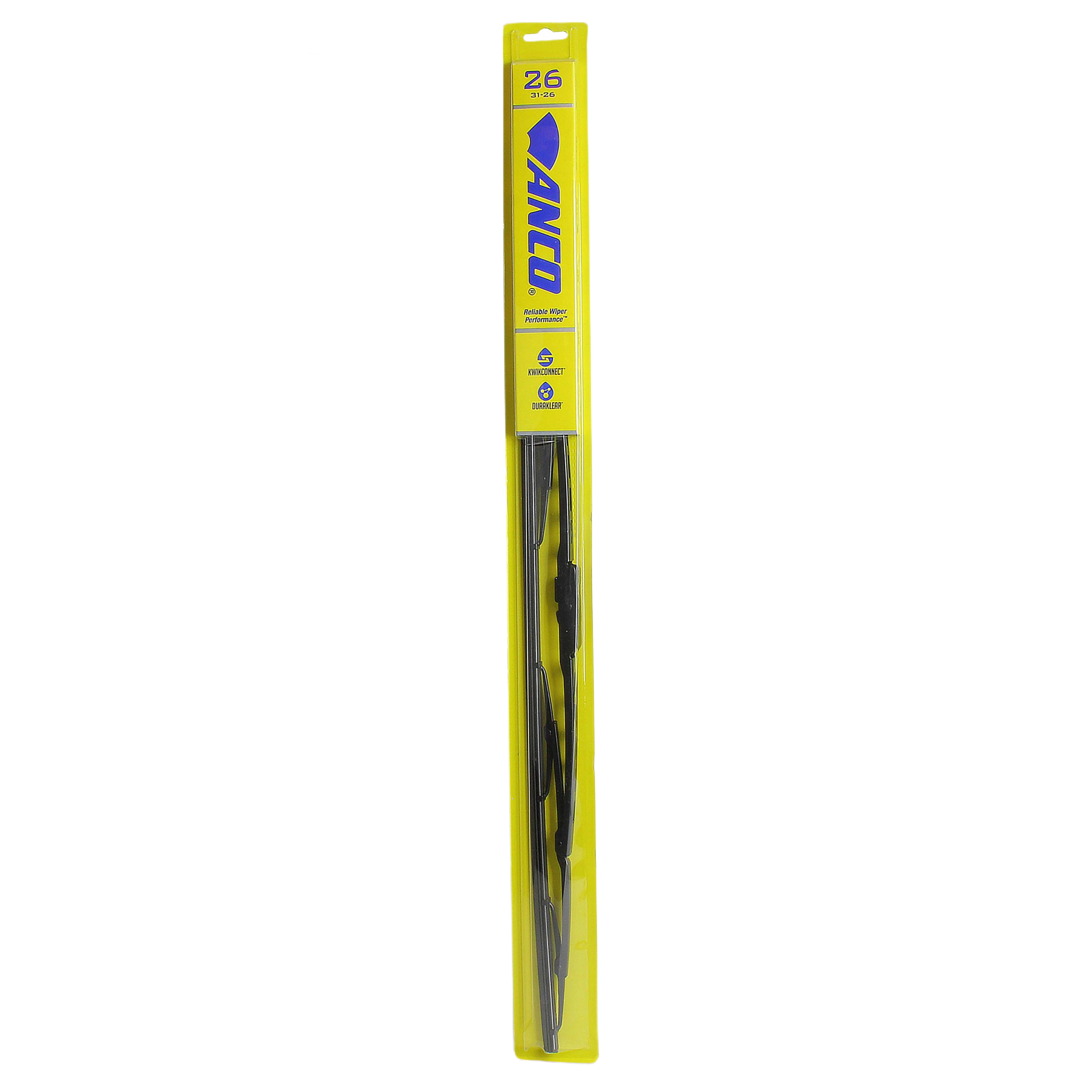 26-inch Anco wiper blade in yellow packaging, designed for reliable vehicle maintenance in home improvement tasks