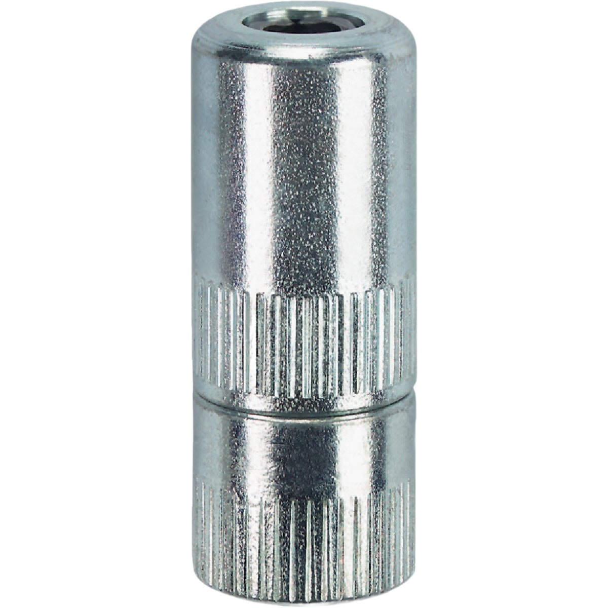 Metallic grease fitting coupler with knurled grip for secure attachment in tools and home improvement projects