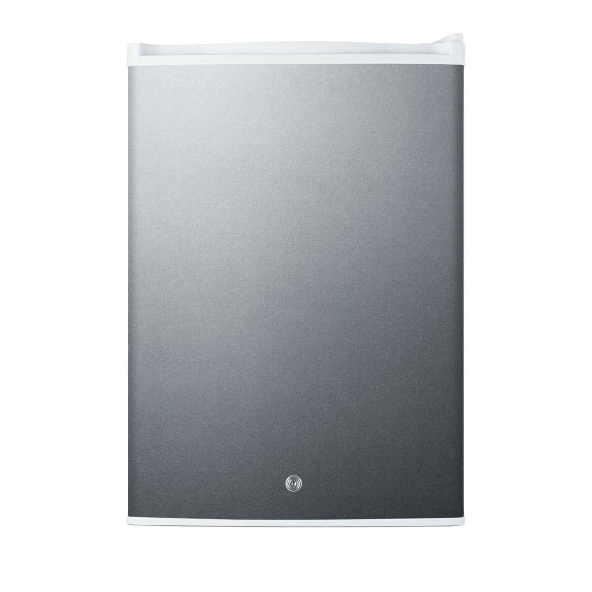 Compact built-in refrigerator with stainless steel door and lock, designed for kitchen and appliance use in mini refrigerator collection