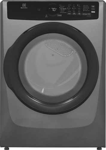 Front view of a modern stainless steel gas dryer with large circular door and digital control panel, featured in Dryers and Gas Dryers collections