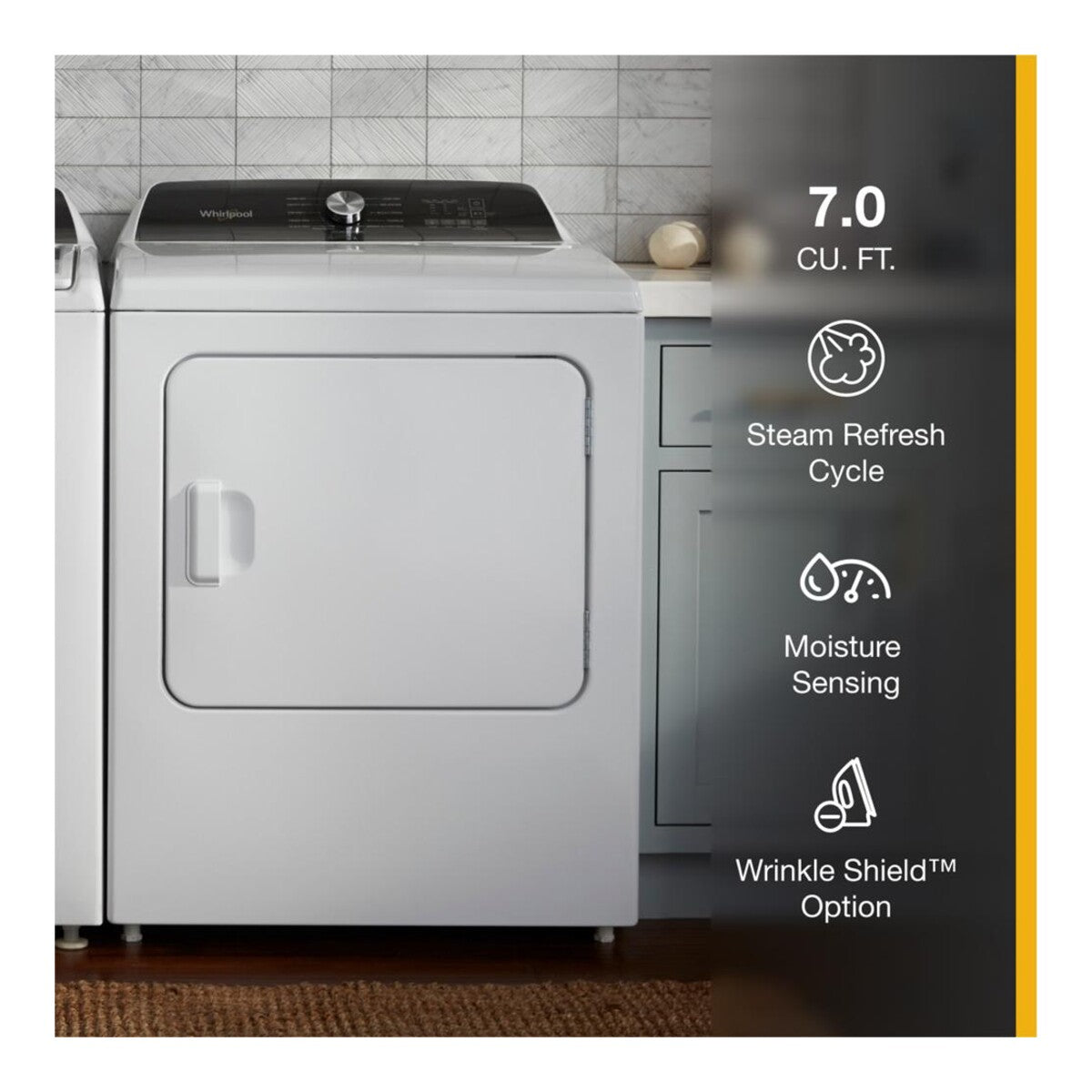 7.0 Cu. Ft. Top Load Electric Moisture Sensing Dryer with Steam