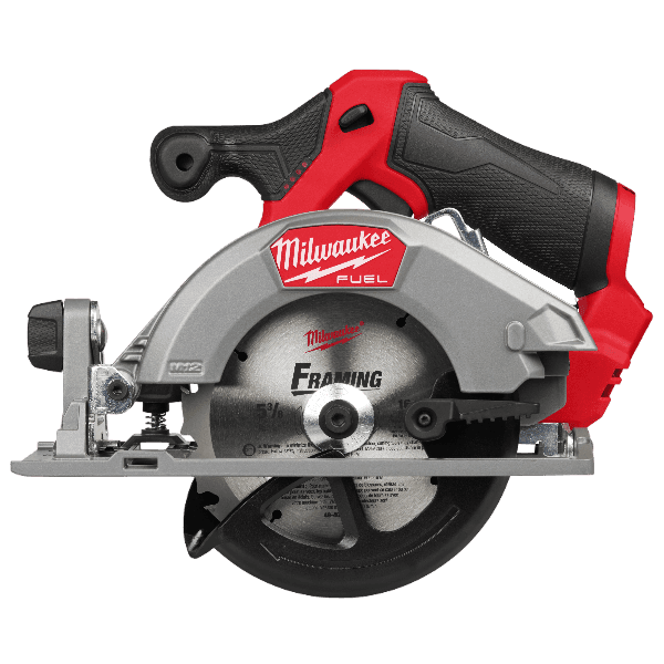 Cordless red and black circular saw with durable blade guard for framing and home improvement tasks