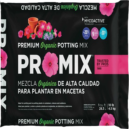 Premium organic potting mix bag with Mycoactive technology for container gardening in Soils & Mulches and Gardening collections