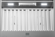Stainless steel insert hood with LED lights and baffle filters in Over the Range Hoods and Appliances collections
