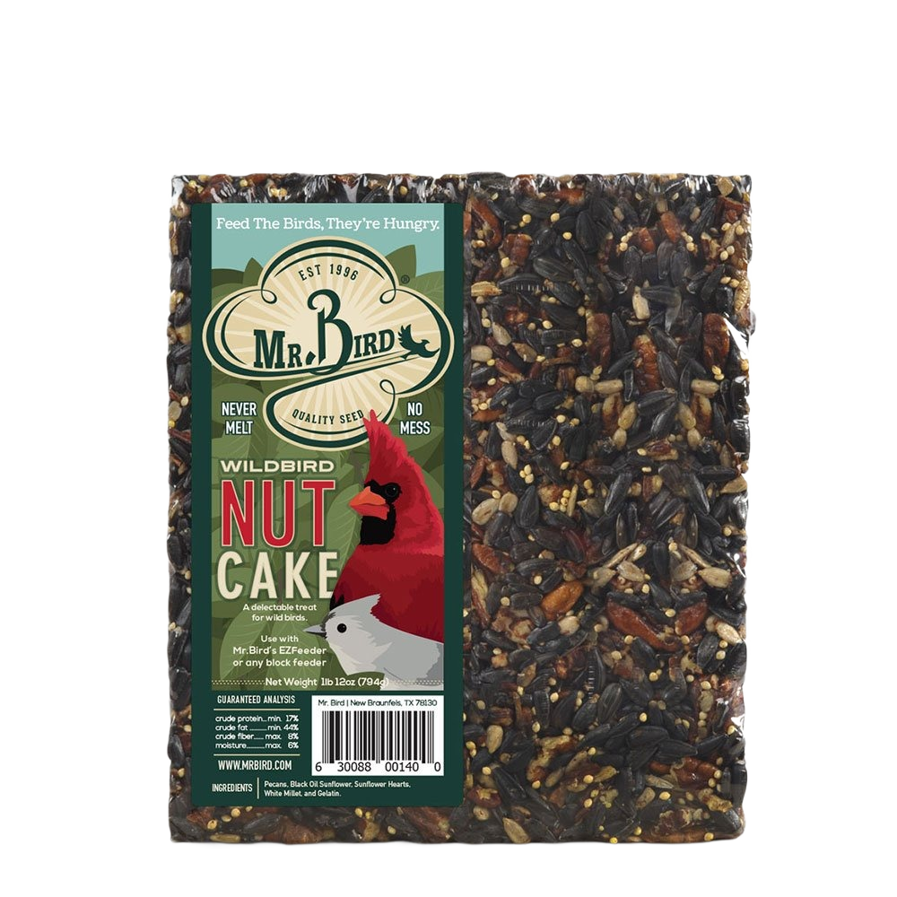 Block-style wildbird nut seed cake with mixed seeds and nuts, designed for easy feeding without mess in outdoor bird care