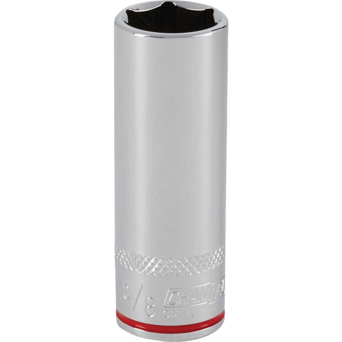 6-point deep standard socket with textured grip and color band for easy size identification in hand tool collections