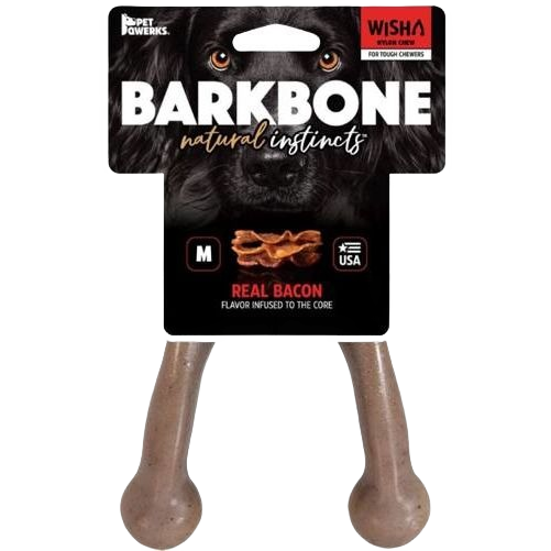 Medium-sized durable bacon-flavored chew bone for dogs in pet treats and toys under $50 collections