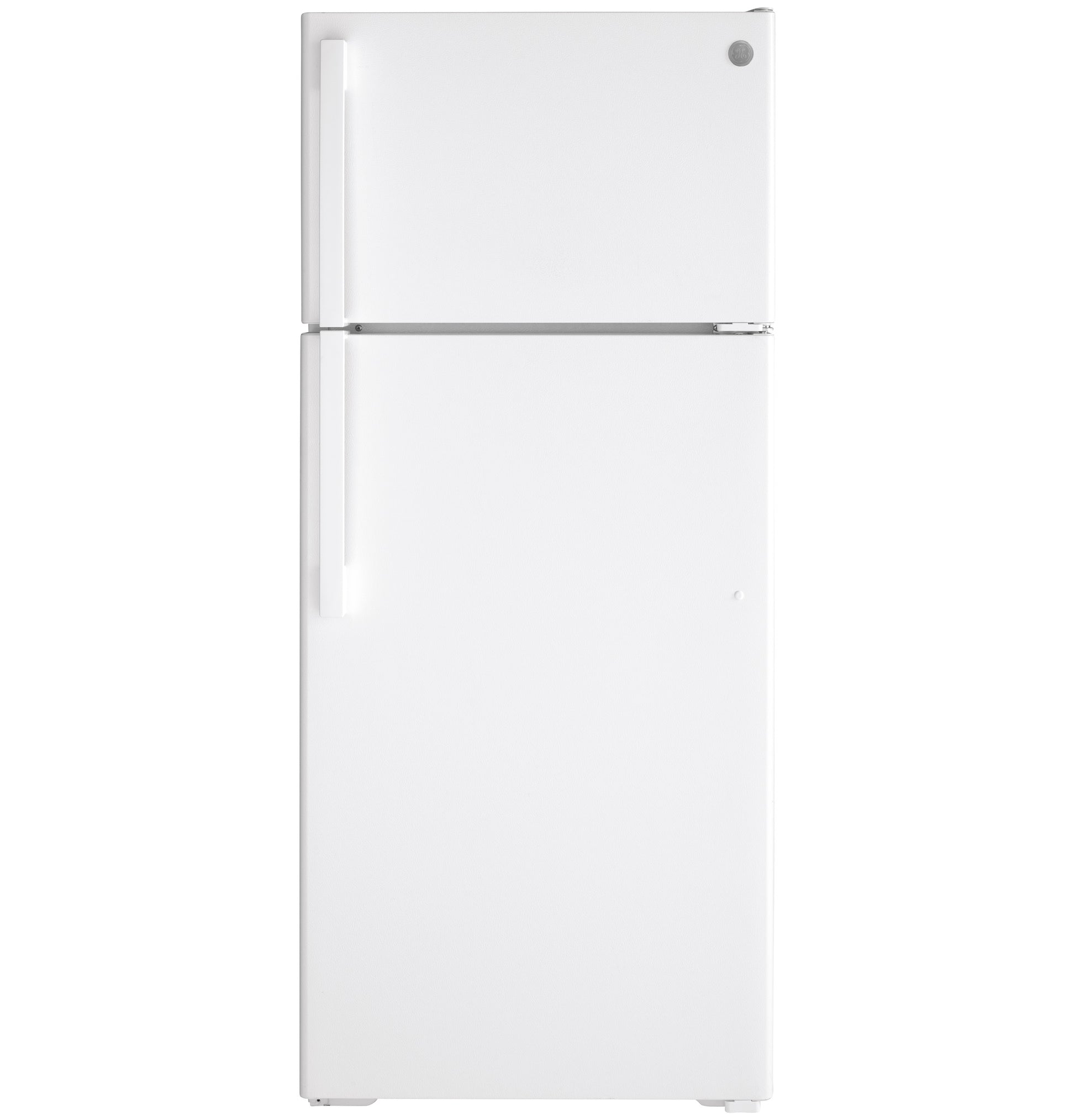 White top-freezer refrigerator with vertical handles from kitchen appliances and refrigerators collection