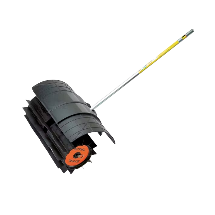 Heavy-duty sweeper attachment with durable bristles and long handle for outdoor cleaning in tools and home improvement collections
