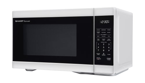 White and black Sharp countertop microwave with digital timer and keypad from Microwaves at Hartville Hardware