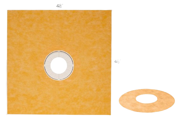 Prefabricated sloped waterproof shower tray base with drain flange for bathroom and tile flooring projects