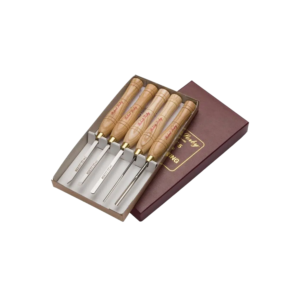 Set of five micro turning tools with wooden handles for precision woodworking in Robert Sorby collection