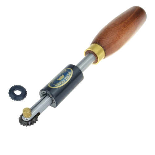 Woodworking spiralling tool with wooden handle and adjustable metal gears for detailed crafting projects under 100 dollars
