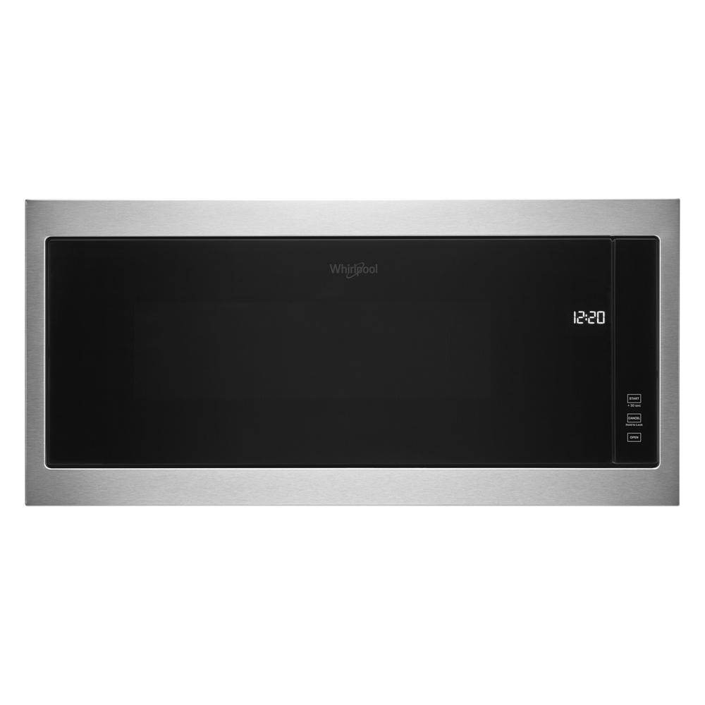 Built-in stainless steel microwave with digital clock and touch controls in kitchen appliance parts collection