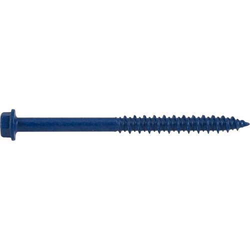Blue cylindrical head screw with threaded shaft for fasteners in hardware and lumber building materials collections