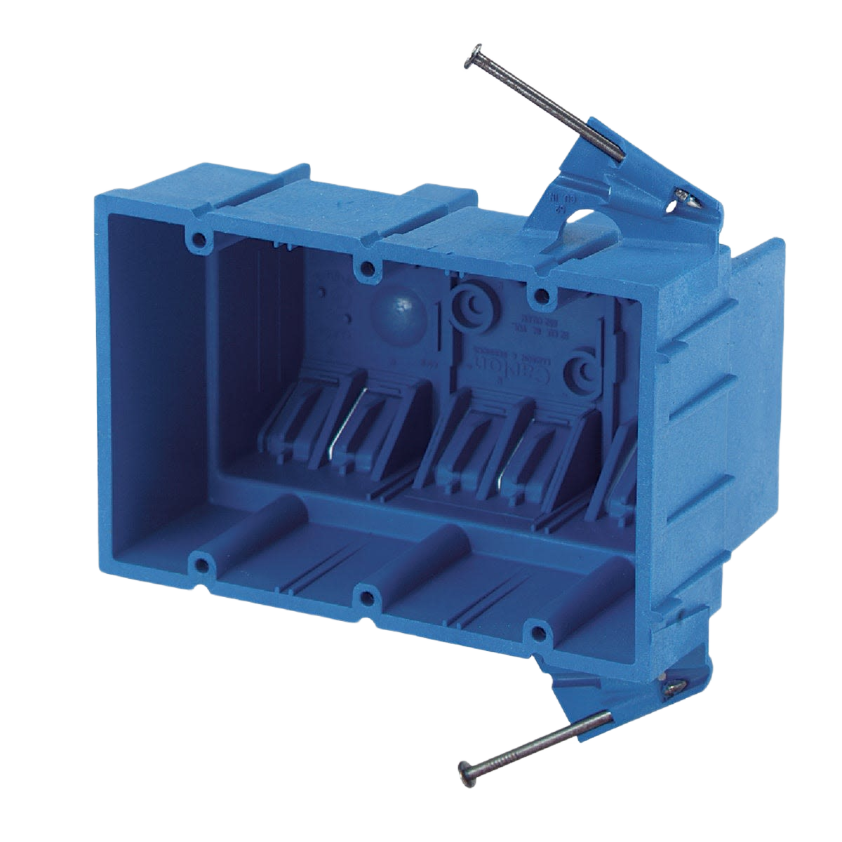 Blue durable electrical wall box with screws for secure installation in home improvement and electrical projects